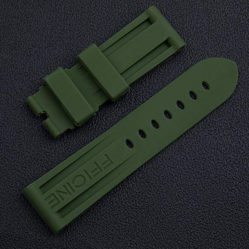Pulseira de Relógio de Borracha Impermeável de Alta Qualidade 22mm 24mm Verde Preto Vermelho Azul Laranja Amarelo Branco Para Fivela de Pino de Pulseira Panerai