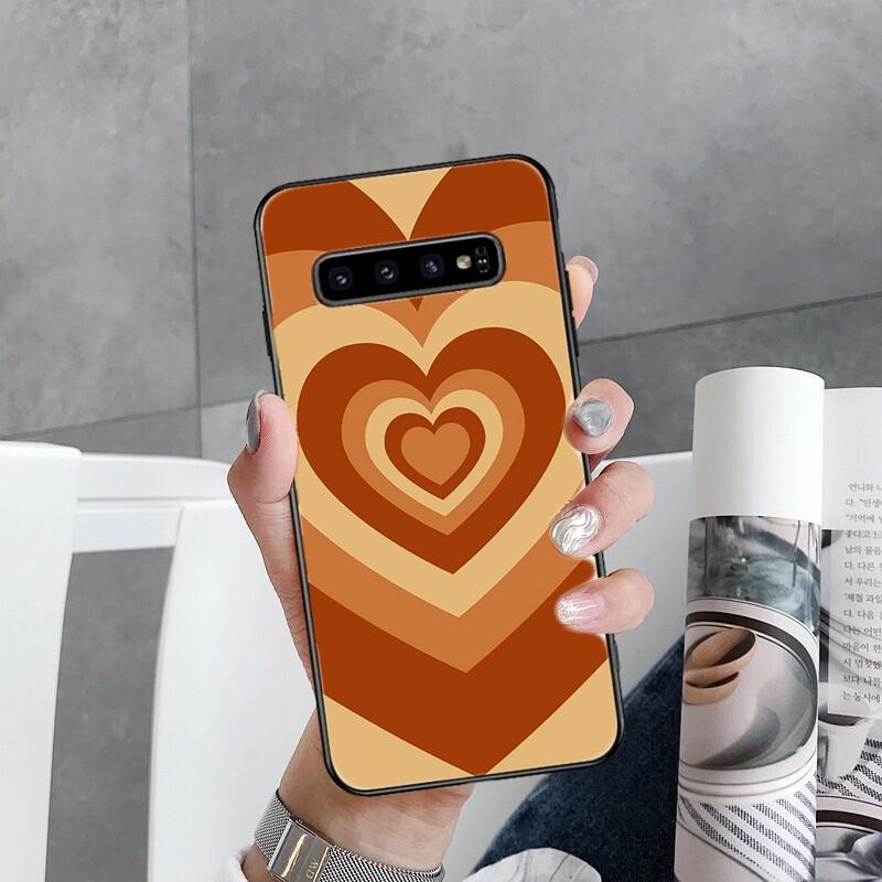 Phone Case for Samsung Galaxy S22 S20 Ultra S20 S22 Plus S21 S10 S9 S8 Plus S10E S20 FE Brown Heart Circle Phone Capa