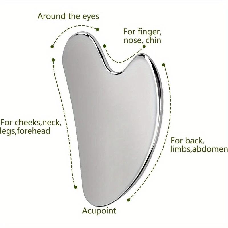 1PC Stainless Steel Gua Sha Board Facial Massager - Cooling Eye and Face Tool for Firming Jawline and Relaxation Accessories