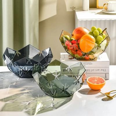 Assiette de fruits transparente créative en plastique pour la maison, le salon, la table basse, plateau de collations aux fruits, léger, luxueux, simple, rangement de bonbons