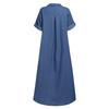 2024 Plus Size Women's Denim Dress - European & American Style, Solid Color