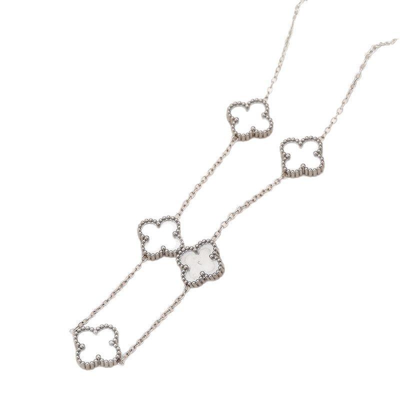 Titanium Steel Double-sided Four-leaf Clover Necklace Vacuum Environmental Protection 18K High-grade Ladies Necklace