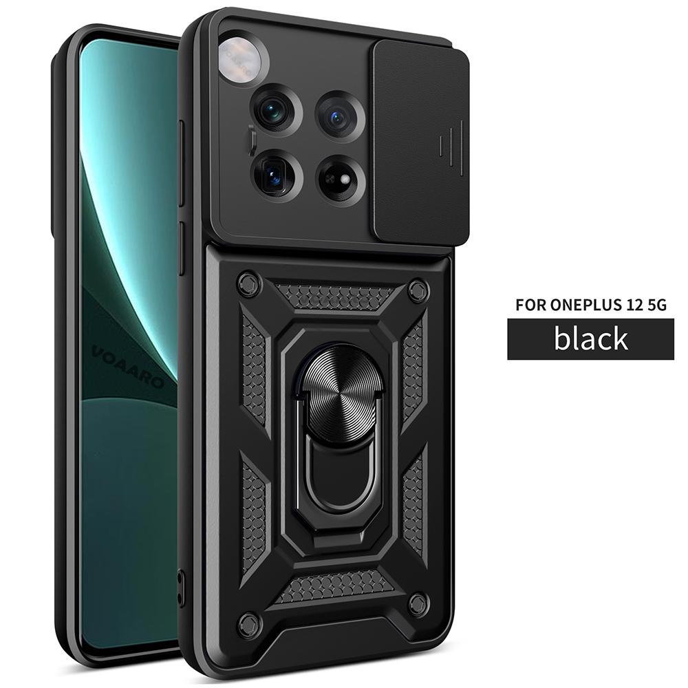 Slide Lens Camera Protection Funda for Oneplus 12 Case for Oneplus 12 Armor Case Magnetic Ring Stand Cover Shockproof Back Capa