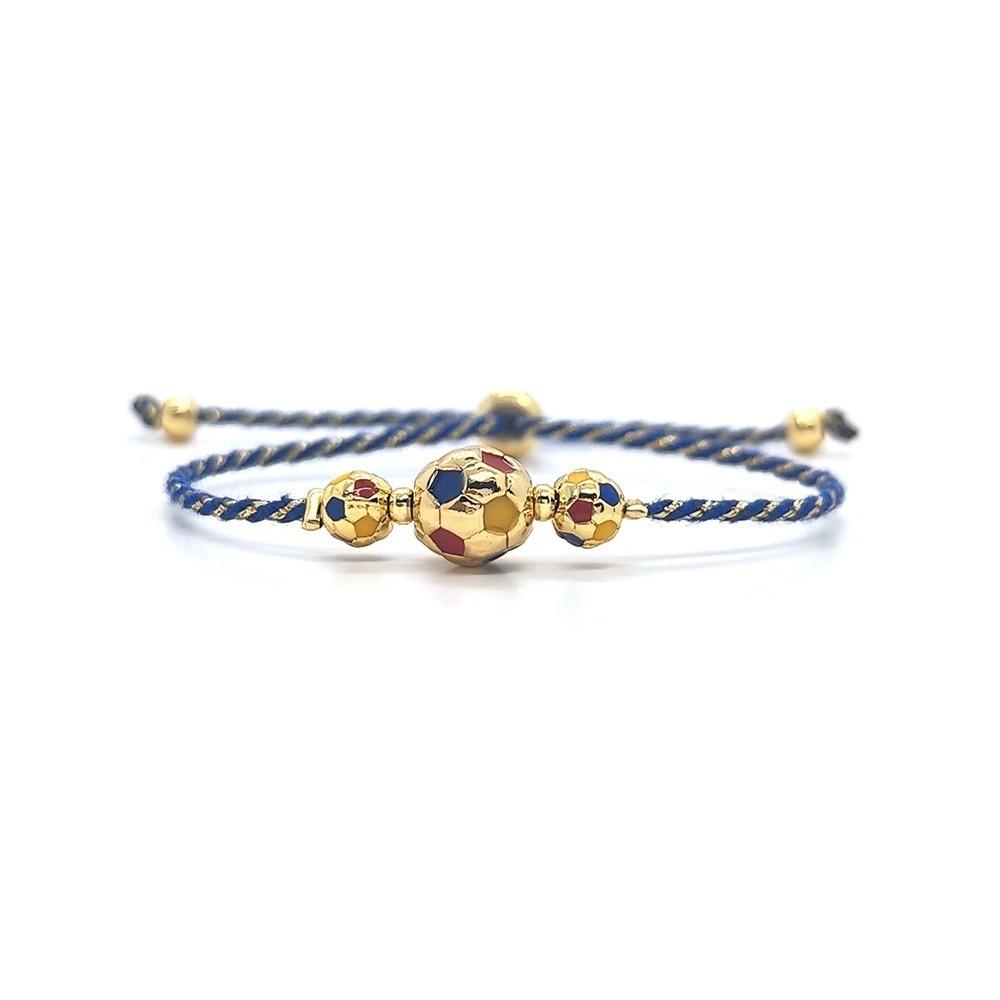 Adjustable Cord Football Beaded Bracelet Gold Silver Plated Braided Cord Bracelet  For Women Men