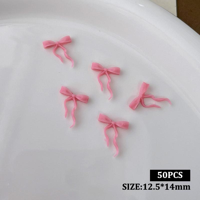 

50 шт. волнистые ленточные банты для украшения ногтей однотонные цветные банты из смолы для украшения ногтей для самостоятельного изготовления шпилек для ногтей розы красного