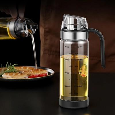 Auslaufsichere Glasölflasche, automatisches Öffnen und Schließen des Öltanks, messbare Küche, Schwerkraft-Sojasaucenflasche, Essigtopf