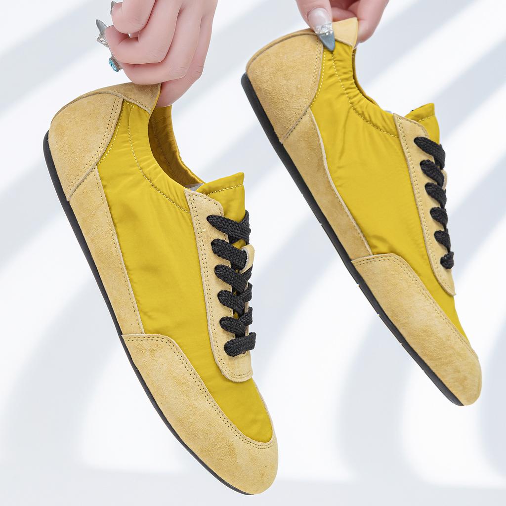 Customized Leather 25 Summer New Home Moral Training Shoes Comfortable Casual Shoes Lace-up Color Matching Forrest Gump Shoes Women's Sports Board Sh