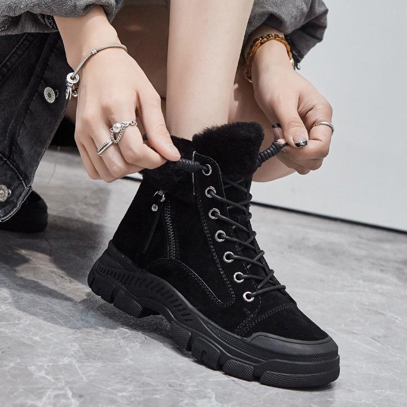 Winterschuhe Damen Schneestiefel Dicke Sohle Warmes Plüsch Damen Stiefeletten Rutschfest