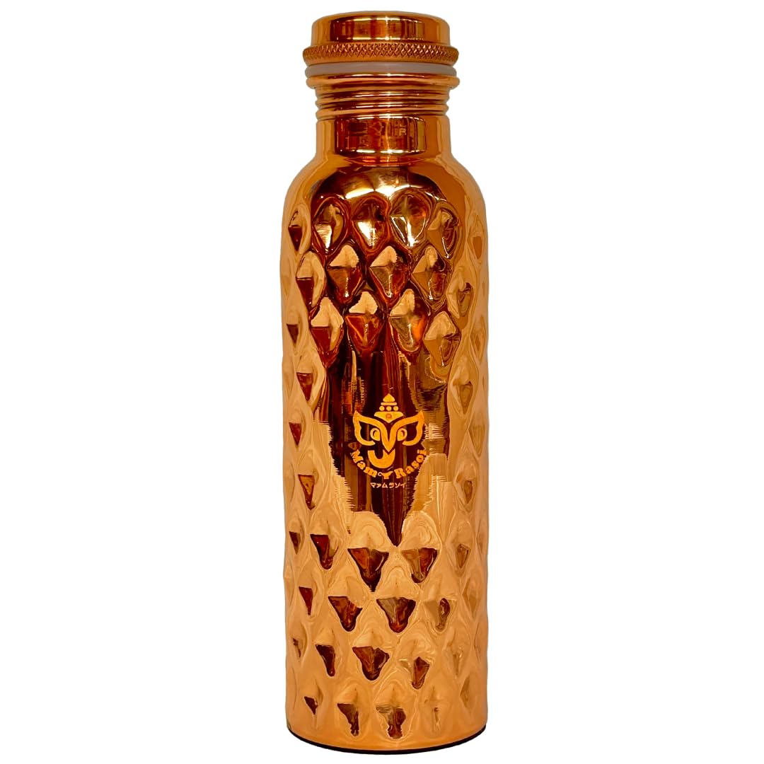 

Mam Rasoi Copper Water Bottle, 500ml, Ayurvedic, Healthy, Ionized Water, 100% Pure Copper, Handmade in India, Unplated, Leak-Proof, Eco-Friendly