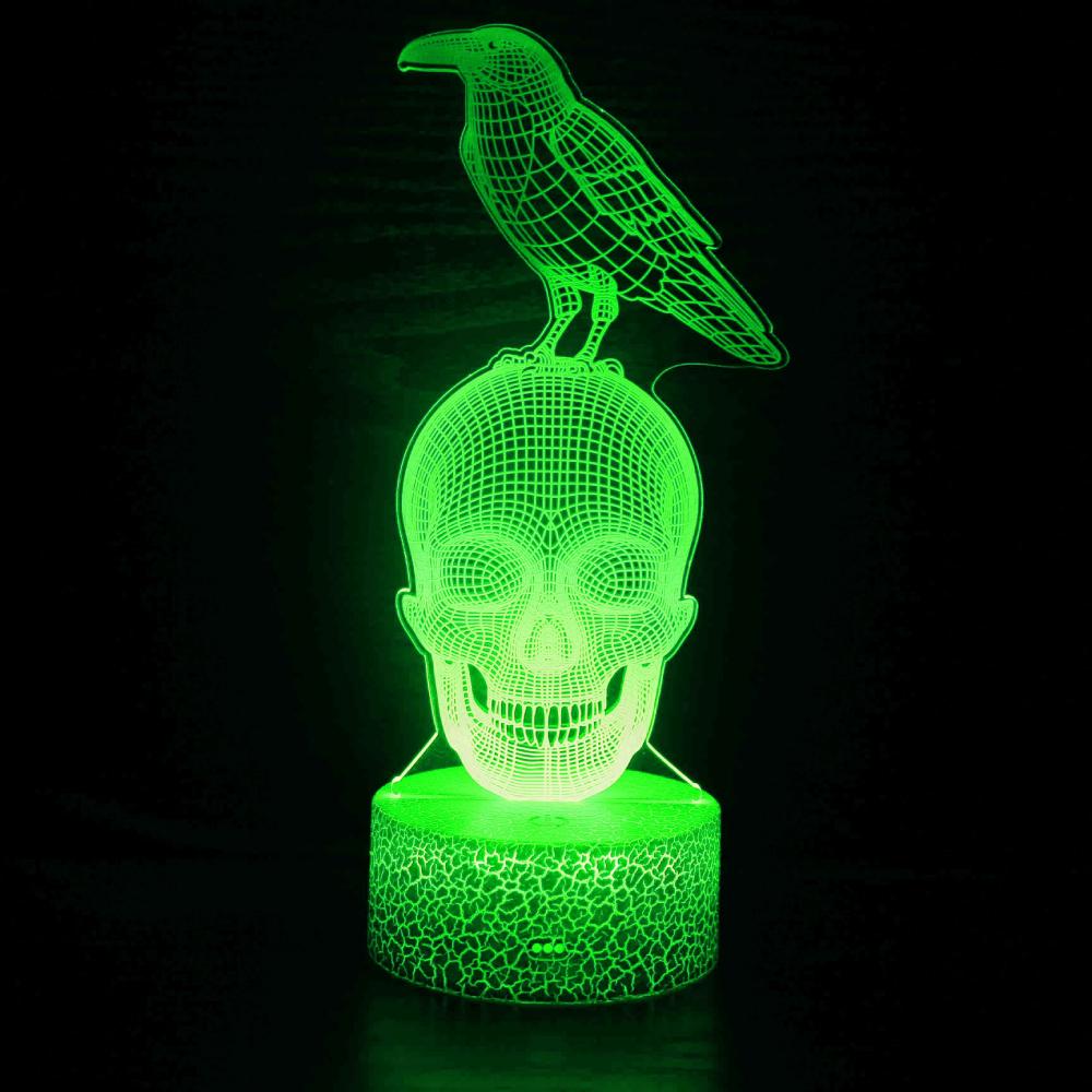 Nighdn Acrylic Skull 3D Lamp Optical Illusion Night Light 7 Colors Gift for Holloween Ghost Festival Home Room Decor Nightlight
