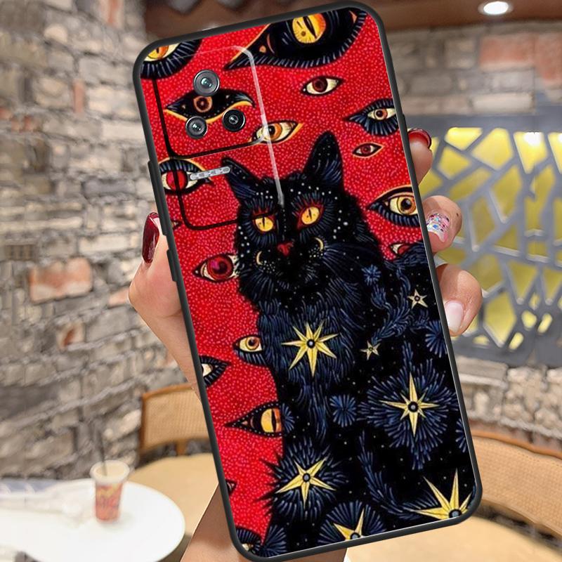 Death Tarot Cat Case For Xiaomi 13 14 15 Ultra 11T 12T 13T 14T Pro POCO X7 Pro X3 X5 X6 M6 F5 F6 Pro Cover