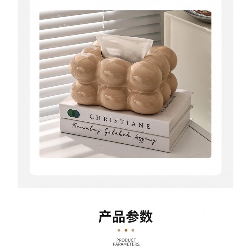 Ceramic Tissue Box Dining Table Living Room Decor Modern Minimalist Cotton Candy Style Paper Towel Holder