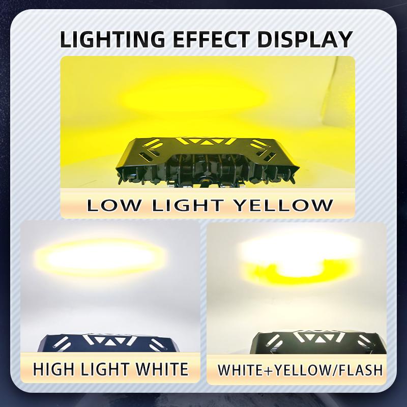 Motorcycle LED 3 Lens Spotlight ATV Scooter Auxiliary Fog Lamp Hi/Low Beam Running Light Driving Universal Headlight 12V 24V