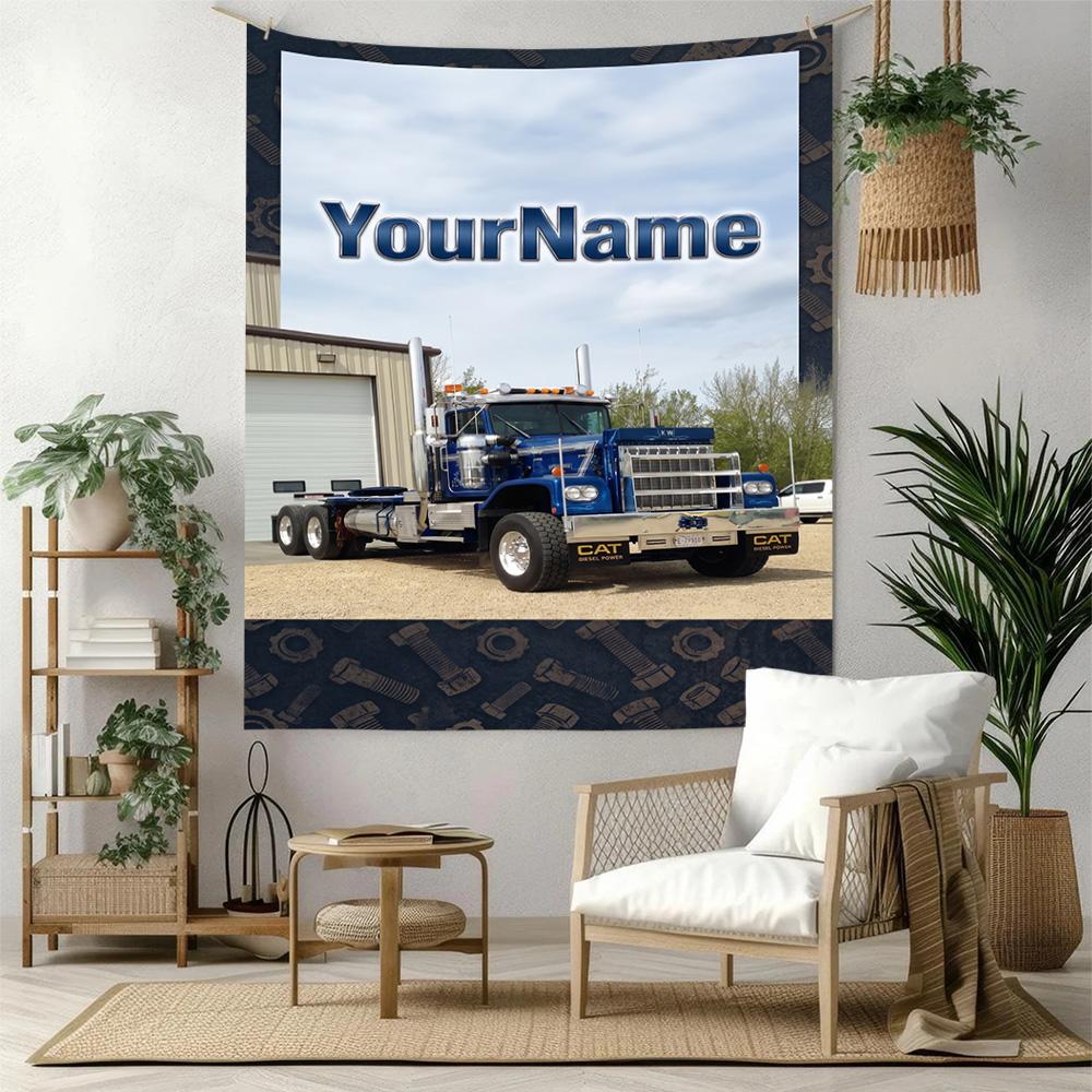 Kw Heavy Trucks Custom Your Name Wall Decor Tapestry Art For Pet Memorial Birthdaywedding Party Backdrop Family Gift