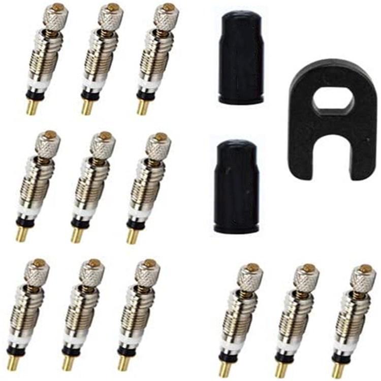 Tire Valve Core Tool Kit: 26-Piece Set with American/French Adapters, Valve Caps, and Bike Pump Accessories