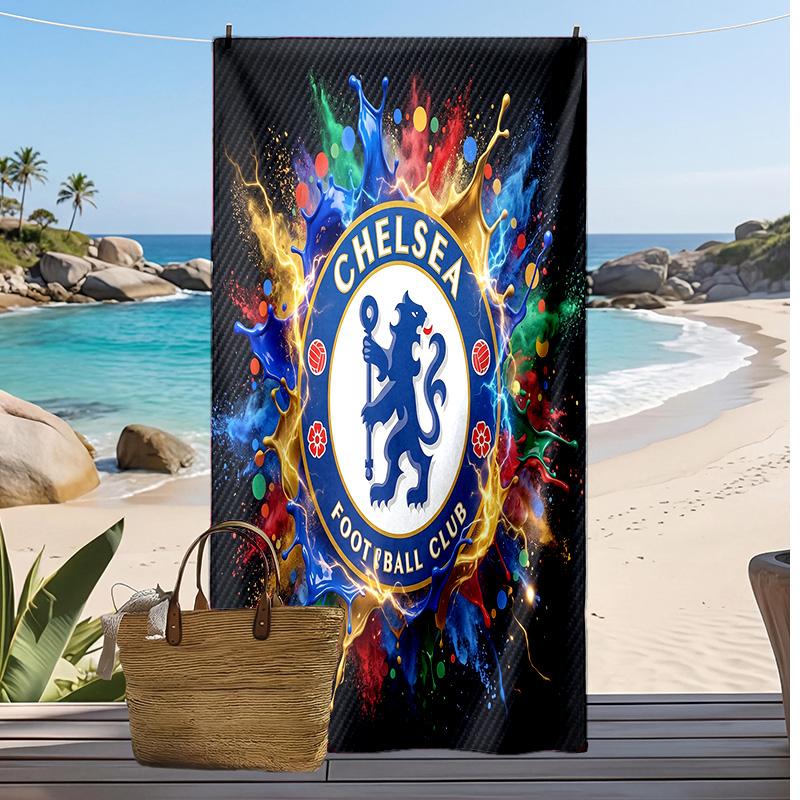 Πετσέτα Παραλίας Chelsea FC Με Σχέδιο Γρήγορου Στεγνώματος Μαλακή Πετσέτα Φορητή Μεγάλη Ορθογώνια Κουβέρτα Παραλίας για Ταξίδι Πισίνα