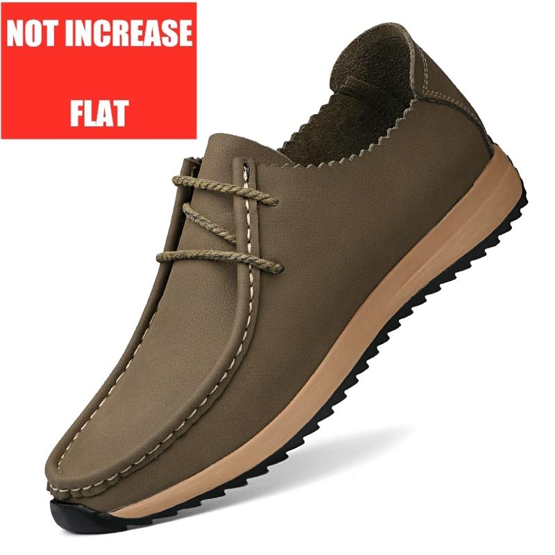 

Мужские повседневные кожаные туфли на платформе Женские плоские/5 см увеличение роста Дышащие Легкие Удобные лоферы Унисекс Кроссовки на лифте 35