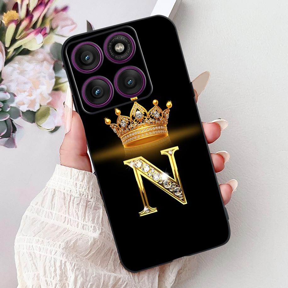 For Motorola Edge 60 Pro Case 2025 Luxury Crown Letters Soft Silicone Black Phone Cover For Moto Edge 60 Fusion 60s Edge60 Funda