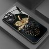 Schwarze Erdbeer-Muster Gehärtetes Glas Material Handyhülle Für iPhone 17 16 15 14 13 12 11 Pro Max Plus 16E 17Air XR XS X Hülle