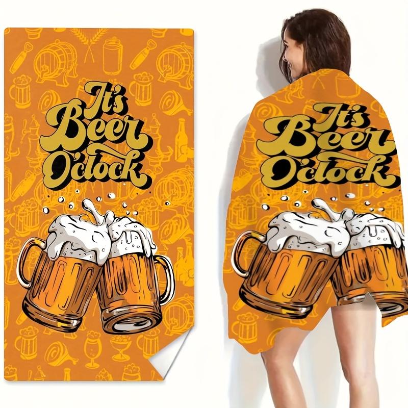Custom Beer Time Beach Towel Personalized Name Print Soft Quick-Dry Large Bath Towel for Beer Lovers Travel Swim Pool