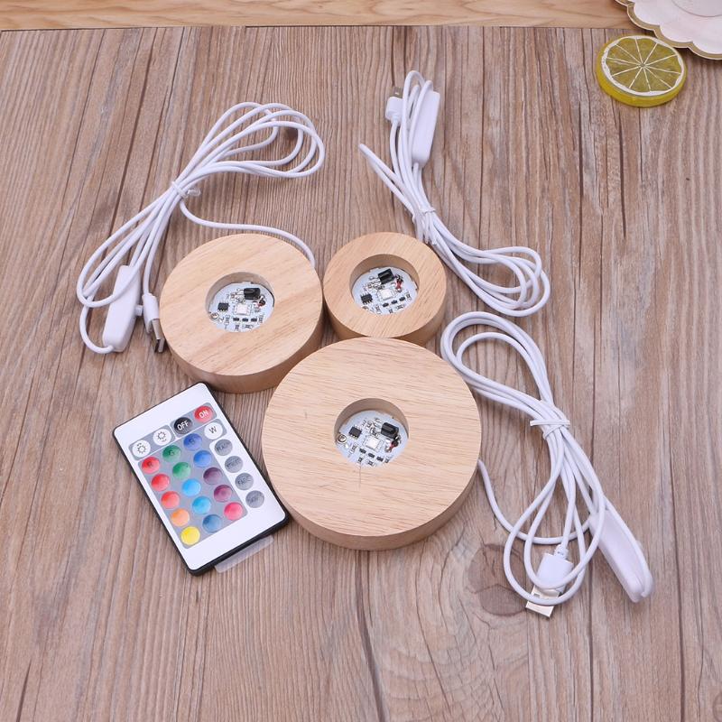Novelty Resin Display Wood Adjustable Light Base with Remote Control LED 12 Colors RGB DIY Night Light for Home Decor