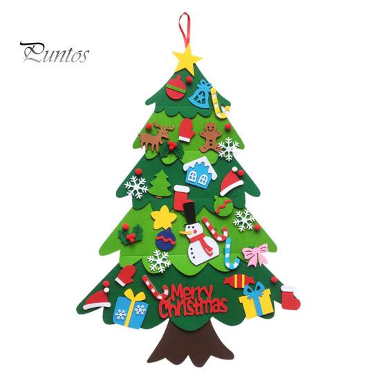 

Рождественская елка из фетра Монтессори для детей, набор 3D DIY для рождественской елки с 32/40 украшениями, настенная фигурка дерева со светом, обучающая игрушка для малышей 5m 32PCS