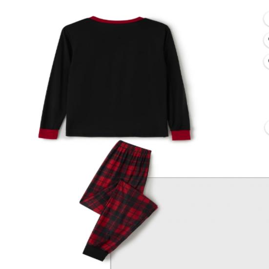 Qiylii Christmas Pajamas Set for Family Matching, Parent-Child Long Sleeve Letters Print T-shirt with Plaid Pants Loungewear