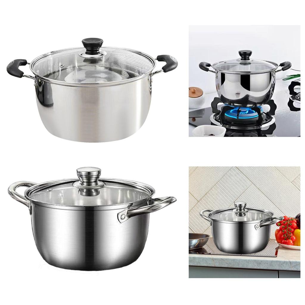 Stainless Steel Stock Pot Large Capacity Deep with Double Handle Modern Universal Base Soup Pot Non Stick Stockpot for Vegetable