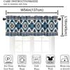 Blue Tribal Valance, Navajo Native American Navy Blue White Aztec Ethnic Geometric Print Blackout Short Window Curtain Drape for Kitchen Bedroom Cafe