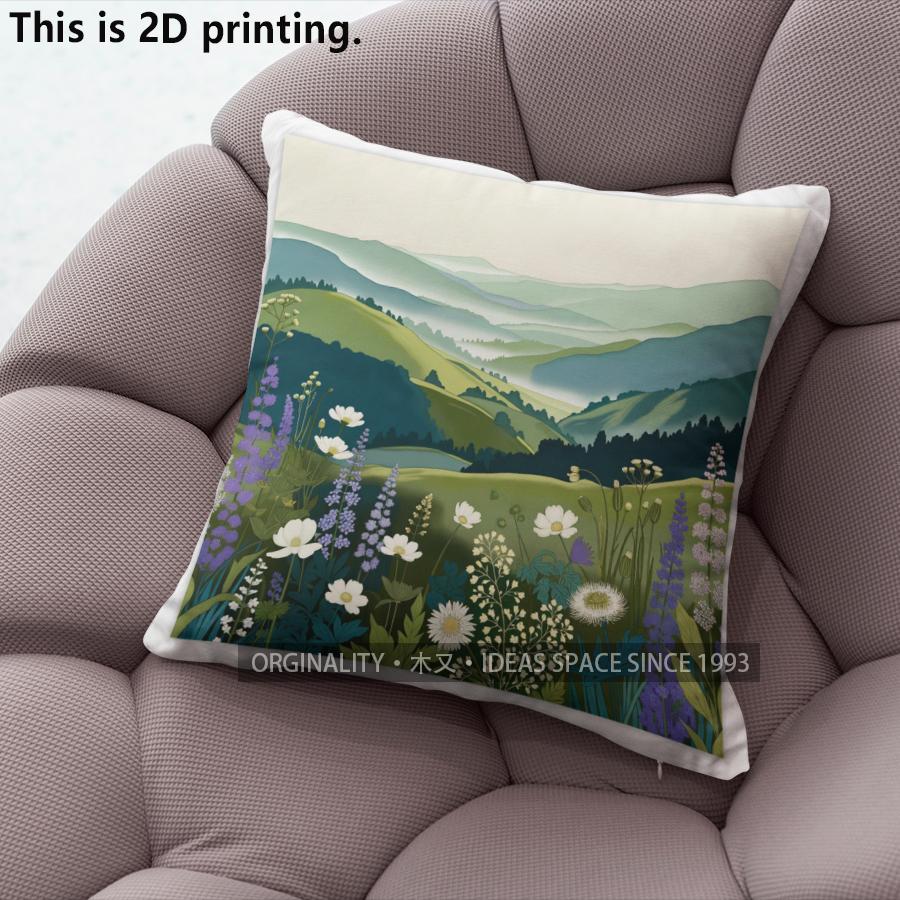 Vintage Floral Mountain Landscape Throw Pillow Covers Pattern Cushion Cover Suitable For Sofa Bedroom Car Pillow Cover