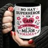 Spanish Superhero Mom Mug with 'Superheroas' Quote & Floral Hearts11oz Ceramic Coffee Cup Suitable for Mother's Day Gifts, Dishwasher Tea for Home, Bi
