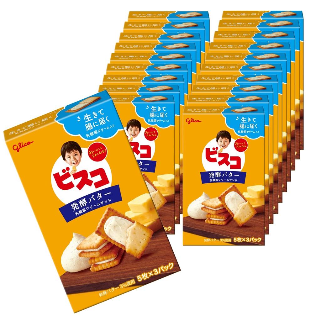 Bisco Fermented 15 pieces x 20 Ezaki Individually Contains Lactic Acid Snacks [Old Product] Butter, packs, Glico, Wrapped, Bacteria, Cookies,