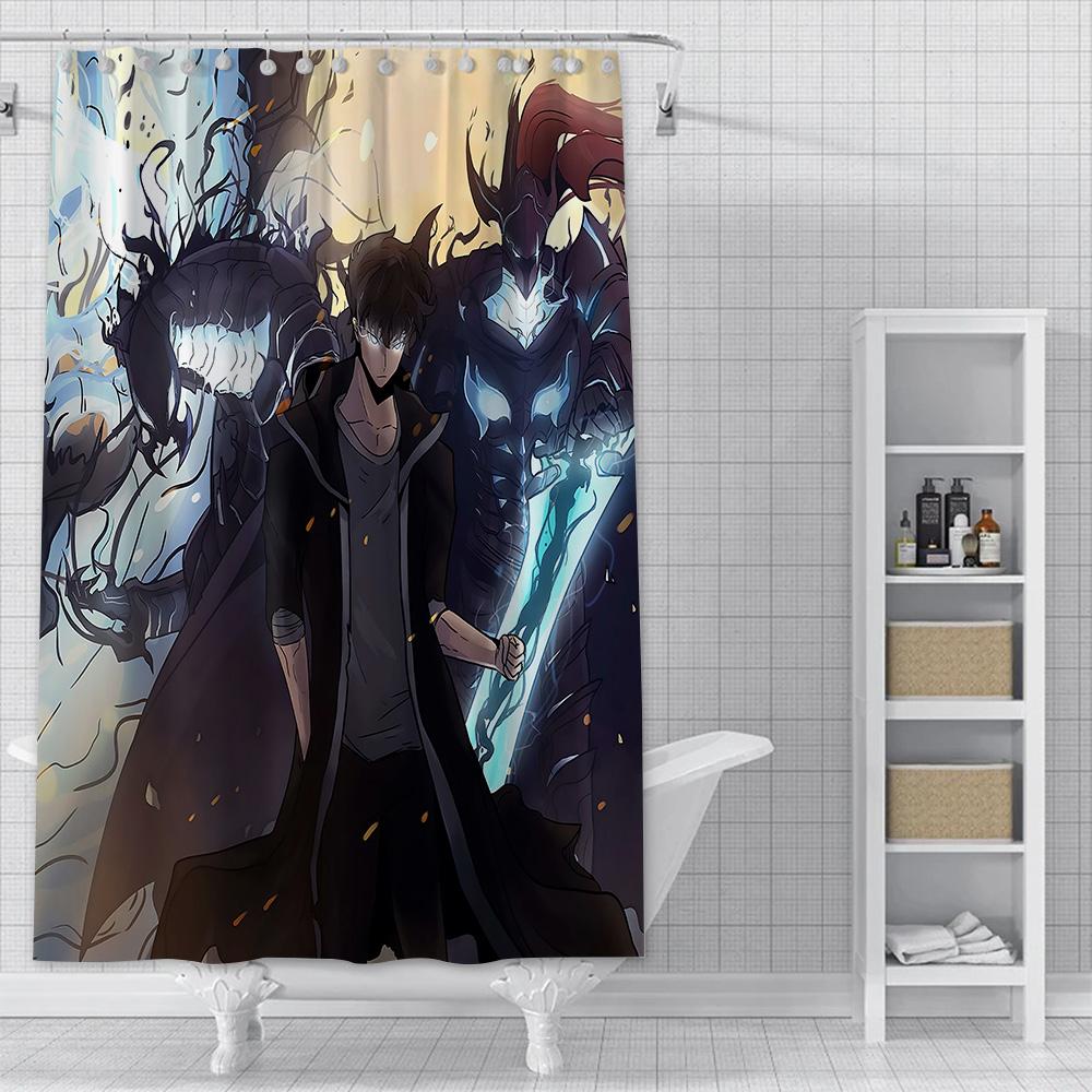 Solo Leveling Shadow King Shower Curtain Waterproof Polyester Fabric Paint Bath Curtains Home Bathroom Decor Curtain With Hook