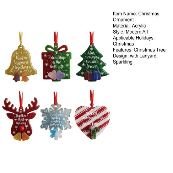 6Pcs Friendship Christmas Ornament Snowman Heart Xmas Tree Design Hanging Pendant Festivals DIY Holiday Decor