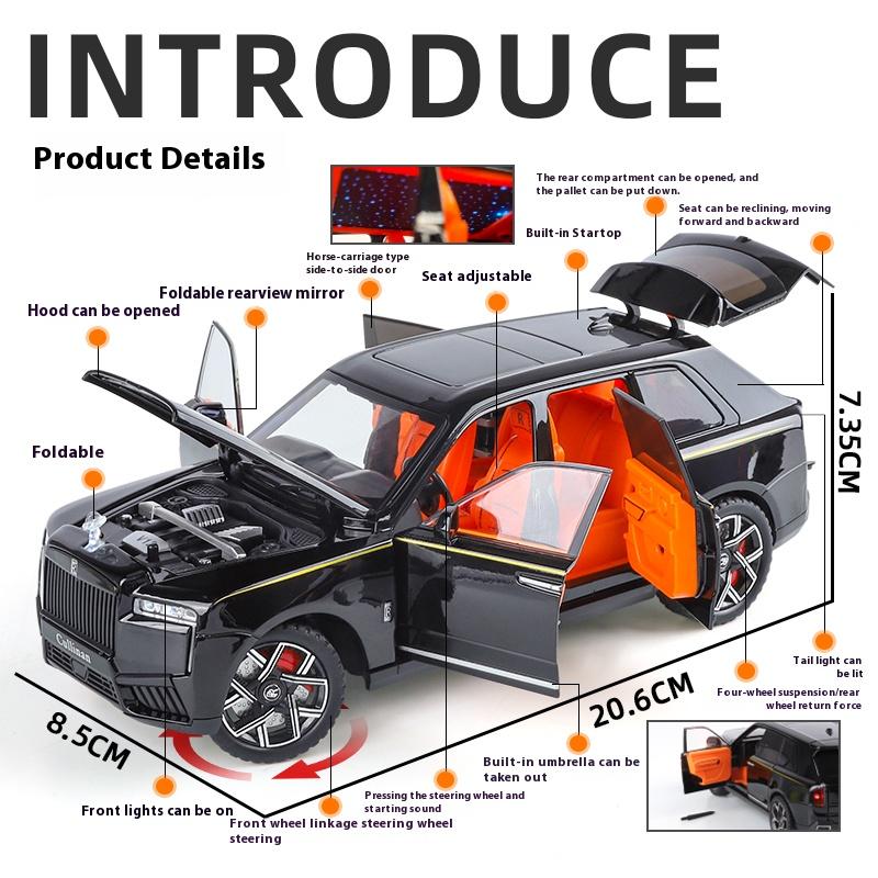 1/24 Rolls-Cullinan Alloy Car Model, with Starry Sky Roof Simulation SUV Boy Toy Car Off-road Vehicle Collection Ornament Gift
