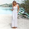 High Waist Solid Wide Leg Pants Women One Piece Wrapped Chest Strap Spring Summer Temperament