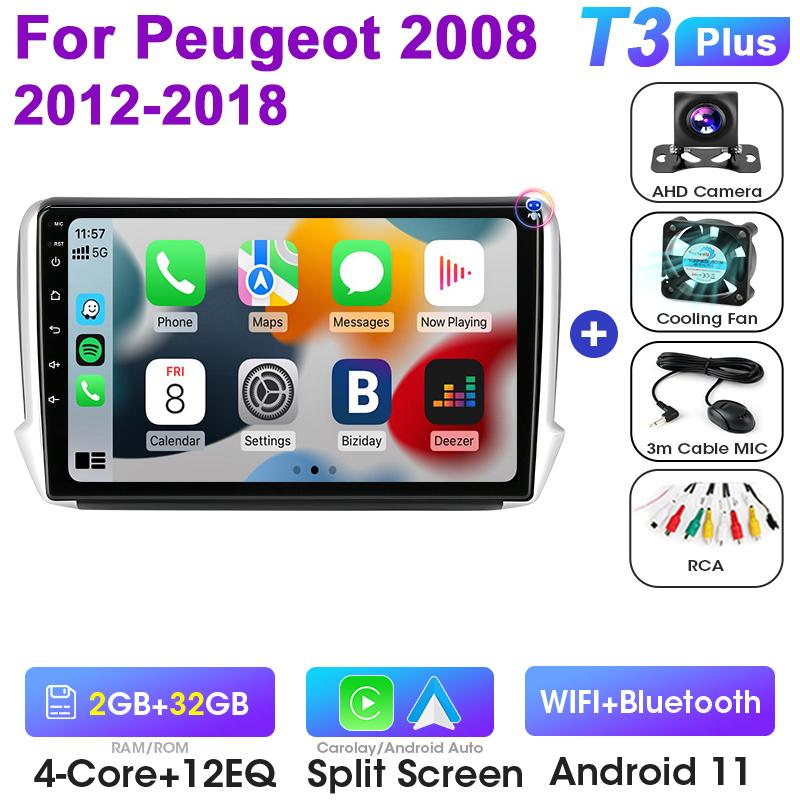 2 Din Android 12 Car Radio For Peugeot 208 2008 2012 - 2018 Multimedia Video Player GPS 4G Carplay Auto Stereo DVD IPS Head Unit