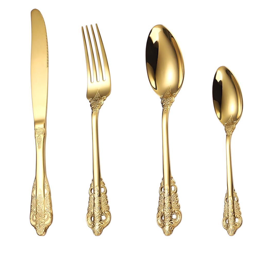 

Набор столовых приборов в западном стиле Посуда для дома Посуда многоразового использования Столовые приборы из нержавеющей стали Еда для вечеринки золотистый