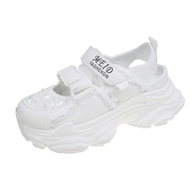 Baotou Sports Sandals Women's Hole Shoes Summer New Hollow Breathable Thick Sole Heightening Casual Dad Shoes