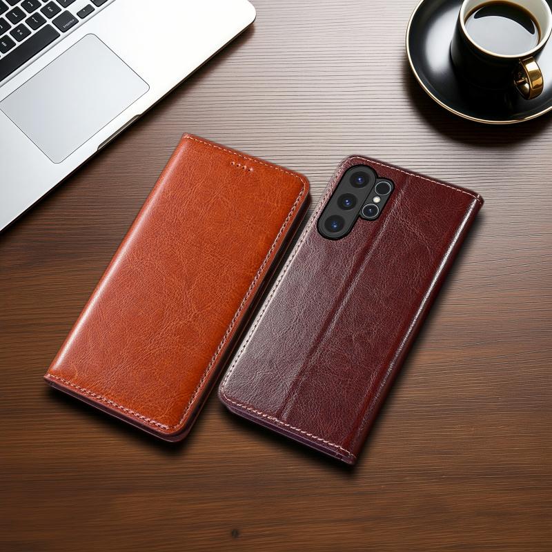 Custodia a Portafoglio di Lusso in Vera Pelle per Samsung Galaxy S25 S24 S23 S22 S21 S20 S10 FE Ultra Plus Copertura con Supporto Pieghevole Magnetico