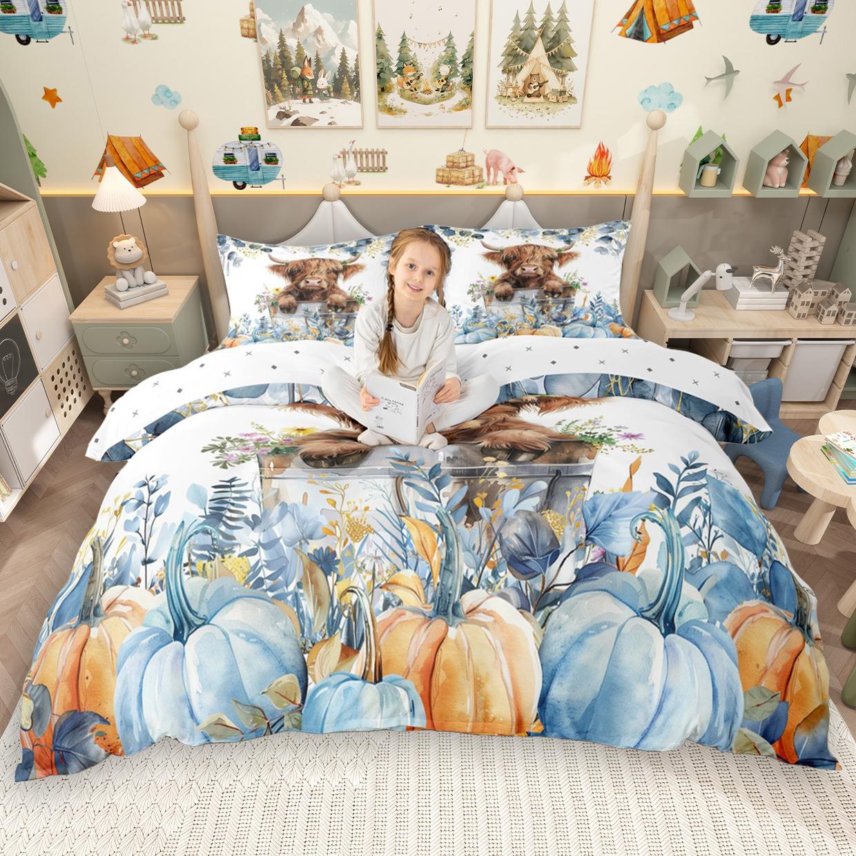 

Comforter Homewish Rooster Highland Cow 2Pcs/3Pcs Cartoon Farm Animal Bedding Set Farmhouse Bed Set Comforter (quilt)-EU Single(135*200cm)3pcs