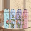 1PC Rose Flower Sketch Art 750ml sports water bottle leakproof straw lid outdoor office home
