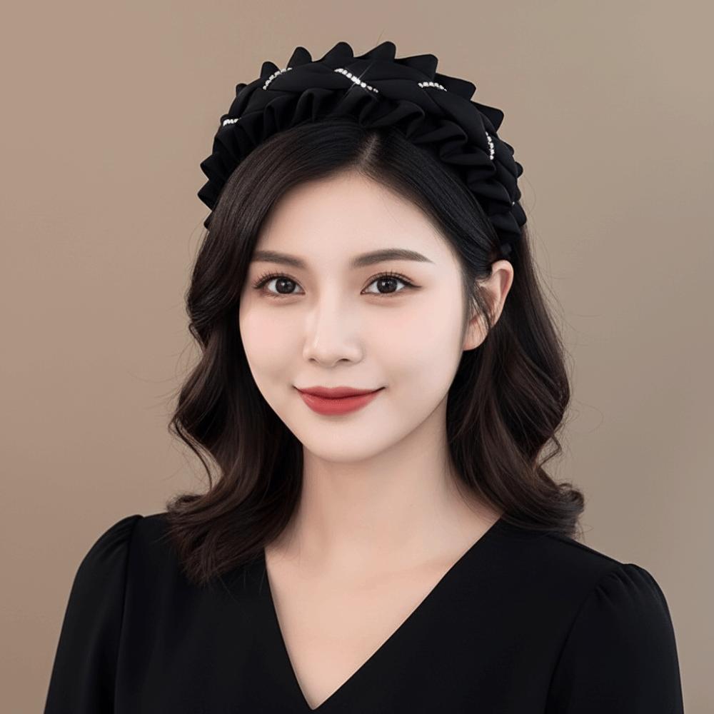 Wide Black Hairband Cloth Wrinkle Headband Simple Women Hair Hoop  Party