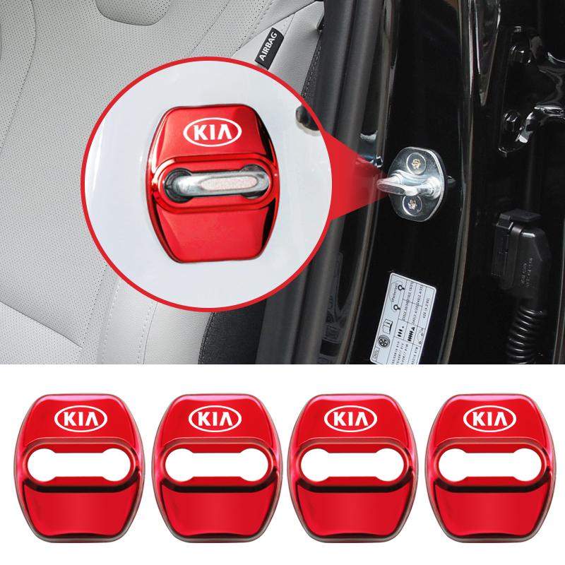 Cqgntp1 4Pcs Car Door Lock Cover Stainless Steel Protection Accessories For Kia GT-Line Sportage Ceed Rio Picanto Sorento Soul Cerato