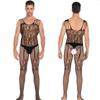 Crotchless Bodystocking Black Man Gay Transparent Net Clothes Sexy Lingerie Bodysuit One Piece Stockings Erotic Sissy Costumes