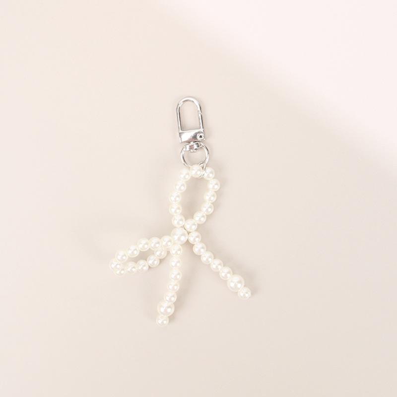 Elegant Pearl Bow Pendant Phone Case Keychain Lanyard