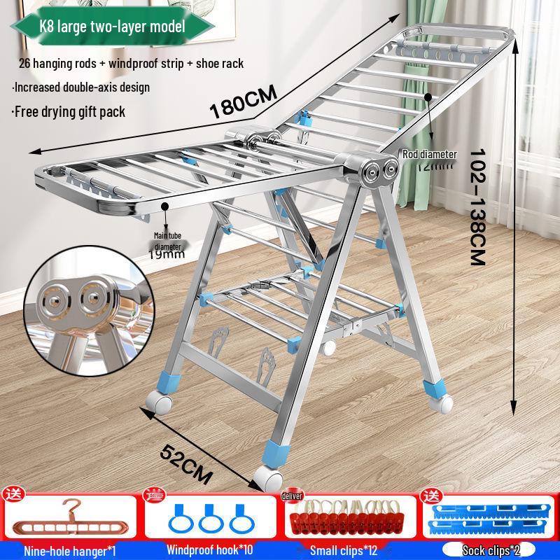 Floor-Standing Folding Towel and Clothes Rack for Hairdressing Salons and Barber Shops
