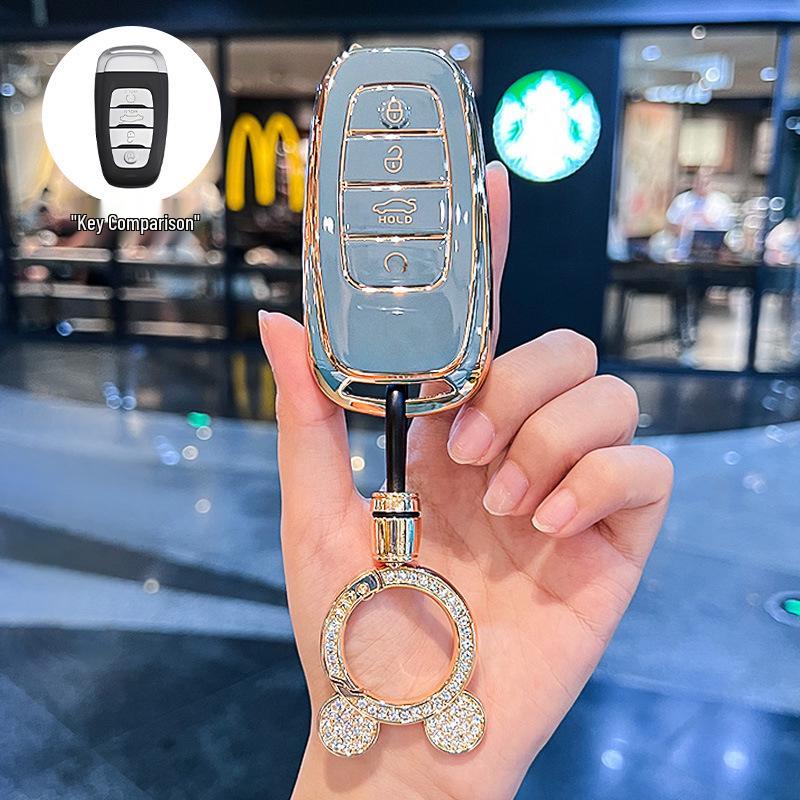 Premium Key Cover for Hongqi H5, HS5, H6, HS3, H9, HS6, EQM5, HS7 - Elegant Car Shell Buckle
