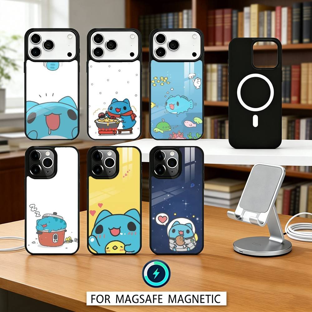 Fluffy-Cat B-Bugcat C-Capoo Phone Case Magnetic For iPhone17 16 15 14 13 12 Pro Max For Magsafe Wireless Charging Cover