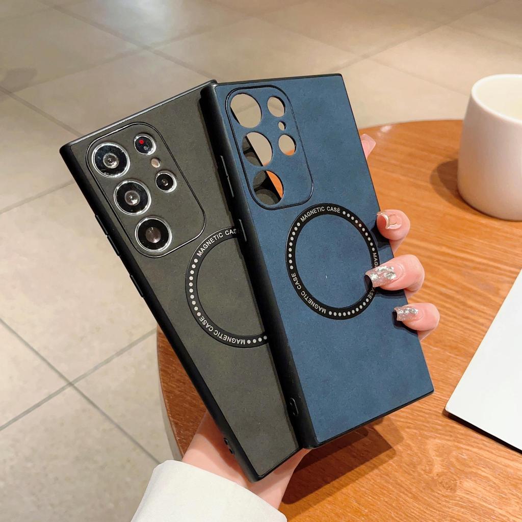 Etui na telefon Samsung S23ULR Magnetic Wireless Charging, etui ochronne z owczej skóry S22+ - pełna skorupa dla S23 Plus